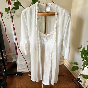Vintage Ivory Bridal Lingerie Dress & Robe Set - California Dynasty - Medium